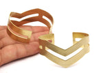 Brass Chevron Bracelet, 4 Bracelet Cuff Bangles  (19x151x0.80mm) BRC 173
