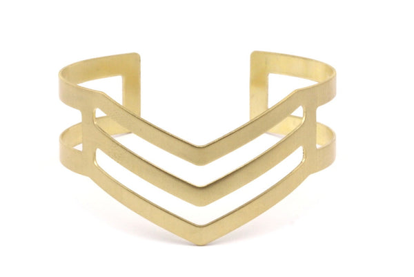 Brass Chevron Bangle, 4 Bracelet Cuff Bangles  (19x151x0.80mm) BRC201