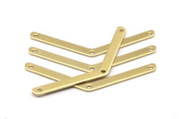 Brass Chevron Pendant, 12 Raw Brass Chevrons  With 3 Holes (4x49x0.80mm) N0529