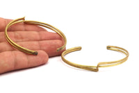 Brass Thin Cuff, 2 Raw Brass Wire Bracelets Brc203
