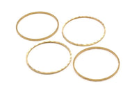 28mm Brass Ring , 24 Raw Brass Circle Connectors With Faceted One Side (28x1.35mm) N537