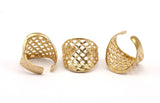Brass Riddled Ring - 4 Raw Brass Adjustable Riddled Rings N005