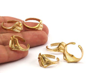5 Raw Brass Adjustable Rings N0007