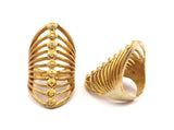 Brass Cage Ring - 2 Raw Brass Adjustable Cage Rings N015