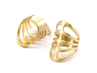 Brass Modern Ring - 3 Raw Brass Adjustable Rings N012