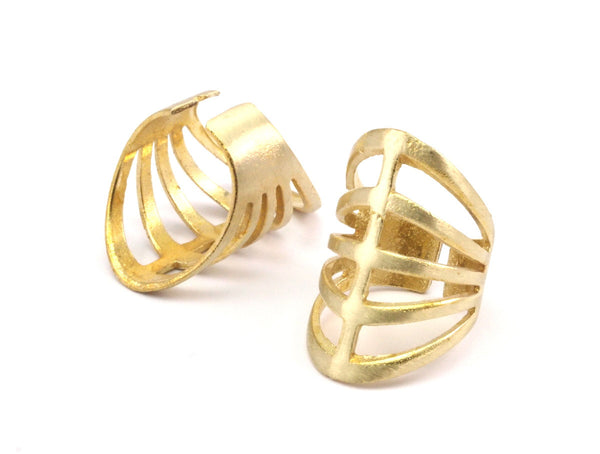 Brass Modern Ring - 3 Raw Brass Adjustable Rings N012
