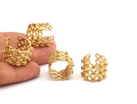 3 Raw Brass Adjustable Rings N018