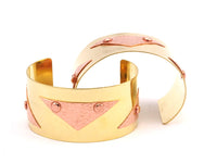 Brass Copper Bracelet - 3 Brass and Copper Cuff Bracelet (150x35x0.80mm) BRC187