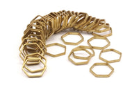 Brass Hexagon Charm, 50 Raw Brass Hexagon Ring Charms (16x0.8x2mm) BS 1182