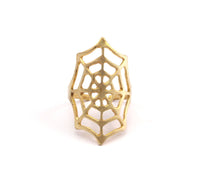 Spider Web Ring - 3 Raw Brass Adjustable Spider Web Rings N033