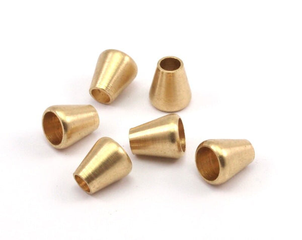 12  Raw Brass Industrial Cone End Caps, Findings, (9x8x6mm)  A0733