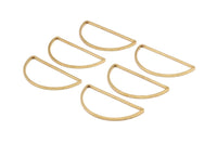 Brass Half Moon - 24 Raw Brass Semi Circle Connectors (15x30x1mm) D0011