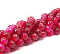 Fuchia Agate 8 Mm Disco Faceted Gemstone Round Beads 15.5 Inches T014