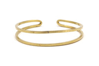 Brass Wire Cuff, 2 Raw Brass Double Wire Bracelets Brc252- V003