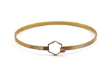 Hexagon Bracelet, Minimalist Bracelet, Honeycomb Cuff, 2 Raw Brass Wire Bracelets with Hexagon Locker  BRC240
