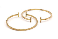 T Bar Bracelet, Brass Cuff, 3 Raw Brass Wire T Bar Bracelets  BRC230