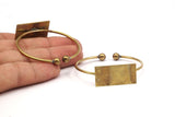 Open Cuff Ball End, 3 Raw Brass Open Bracelets with Ball Ending and Rectangle Blank  V002