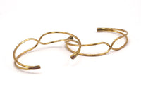 Double Cross Wire Cuff, 2 Raw Brass Double Wire Bracelets Brc234
