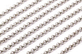 Soldered Chain, 3mm Rolo Chain, Silver Tone Soldered Rolo Brass Chain MB 8-27