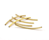 Square Noodle Tubes - 50 Raw Brass Square Curved Tubes (50x2x2mm) Brc273
