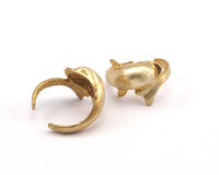 Brass Dolphin Ring - 5 Raw Brass Adjustable Dolphin Rings N047