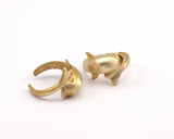 Brass Dolphin Ring - 5 Raw Brass Adjustable Dolphin Rings N047