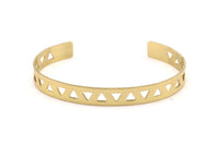 Minimalist Brass Cuff - 2 Raw Brass Triangle Textured Cuff Bracelet Blanks Bangle Without Holes (8x152x1mm) V006