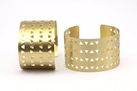 Brass Tribal Bracelet - 2 Raw Brass Triangle Textured Cuff Bracelet Blanks Bangles (40x152x0.80mm) V012