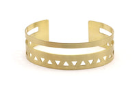 Triangle Striped Blank - 2 Raw Brass Triangle Textured Cuff Bracelet Blanks Bangles With Stripes (20x152x0.80mm) V013