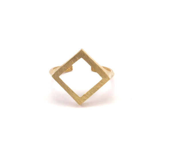Brass Rhomb Ring - 5 Raw Brass Adjustable Rhomb Rings N066