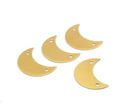 Brass Crescent Moon, 10 Raw Brass Moons With 2 Holes, (25x11x0.80mm) Moon-3