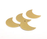 Brass Crescent Moon, 10 Raw Brass Moons With 2 Holes, (30x15x0.80mm) Moon -8
