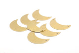 Brass Horn Blank, 10 Raw Brass Moons with 2 Holes,  (36x15x0.80mm) Moon - 12
