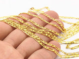 Link Chain, Figaro, 5 Meters Faceted Gold Tone Brass Soldered Figaro Chain (2.8mm) NB102