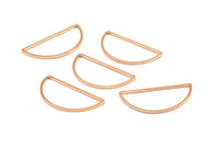 Rose Gold Half Moon - 5 Brass Rose Gold Plated Semi Circle Connectors (15x30x1mm) D011