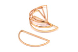 Rose Gold Half Moon - 5 Brass Rose Gold Plated Semi Circle Connectors (15x30x1mm) D011