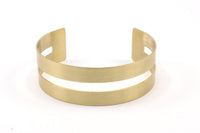 Brass Striped Cuff - 2 Raw Brass Cuff Bracelet Bangle (20x155x0.80mm) Brc198
