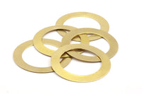 Brass Circle Connector - 16 Raw Brass Circle Connector Blanks ( 40x4mm ) A0795