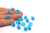 4 Pcs Czech Glass 13x7 Mm Sparkle Blue Nugget Beads Pc-31