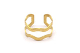 Brass Wavy Ring -10 Raw Brass Adjustable Wavy Ring Settings  - 16-17mm / 23 Gauge Mn32