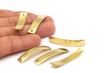 Brass Stamping Blank - 14 Raw Brass Curved Rectangle Stamping Blanks With 2 Holes (41x8x0.8mm) K626