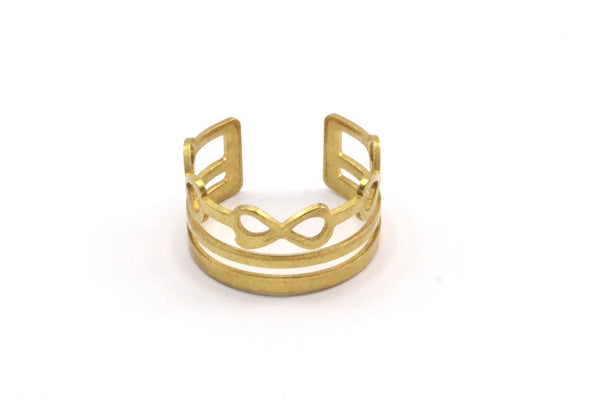Bow Tie Ring - 10 Raw Brass Adjustable Bow Tie Ring Settings (16x17mm / 23 Gauge) MN31
