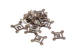 Geometric Square Connector, 25 Antique Brass Squares with 4 Holes Connectors, Jewelry Findings  (14mm) Pen 44 K168