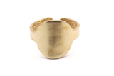 Brass Round Ring - 4 Raw Brass Adjustable Rings With Rounds N092