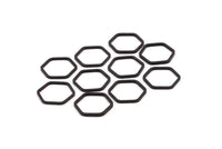 Black Hexagon Ring, 24 Black Oxidized Brass Hexagon Rings (14x1mm)  BS 1222 s614