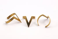 Brass Chevron Rings - 10 Raw Brass Adjustable Chevron Ring Settings - 16-17mm / 23 Gauge MN05