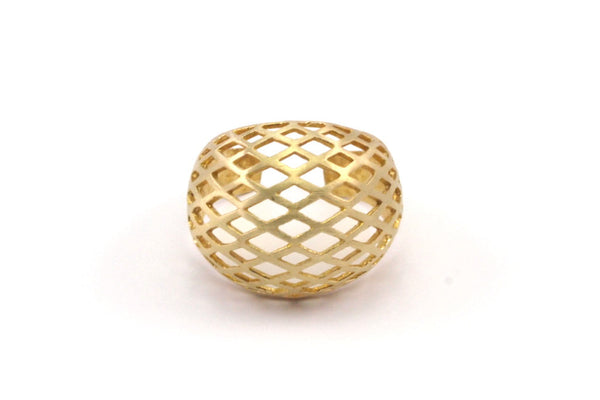 Adjustable Cage Ring - 5 Raw Brass Adjustable Riddled Rings N081