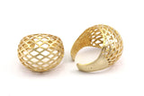 Adjustable Cage Ring - 5 Raw Brass Adjustable Riddled Rings N081