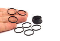 Black 19mm Circle Connectors - 25 Oxidized Brass Black Circle Connectors (19x0.8x2mm) D0311 S466