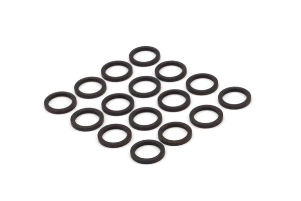 Black Circle Ring - 100 Oxidized Brass Black Circle Ring Findings (8mm) b0117 S467